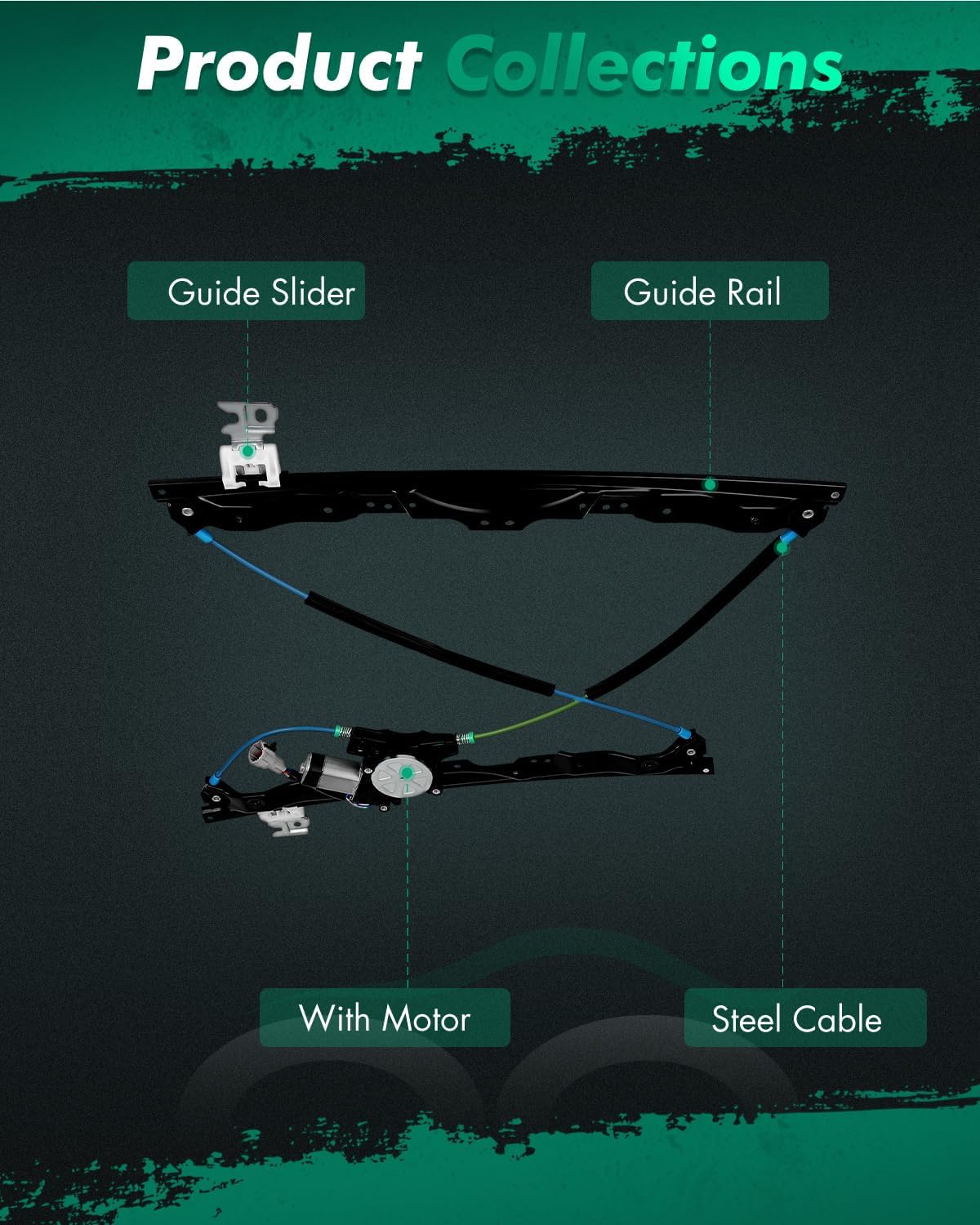 SCITOO Front Left Driver Side Power Window Regulator with Motor Replacement for 2004-2010 for Infiniti QX56,2005-2015 for Nissan Armada