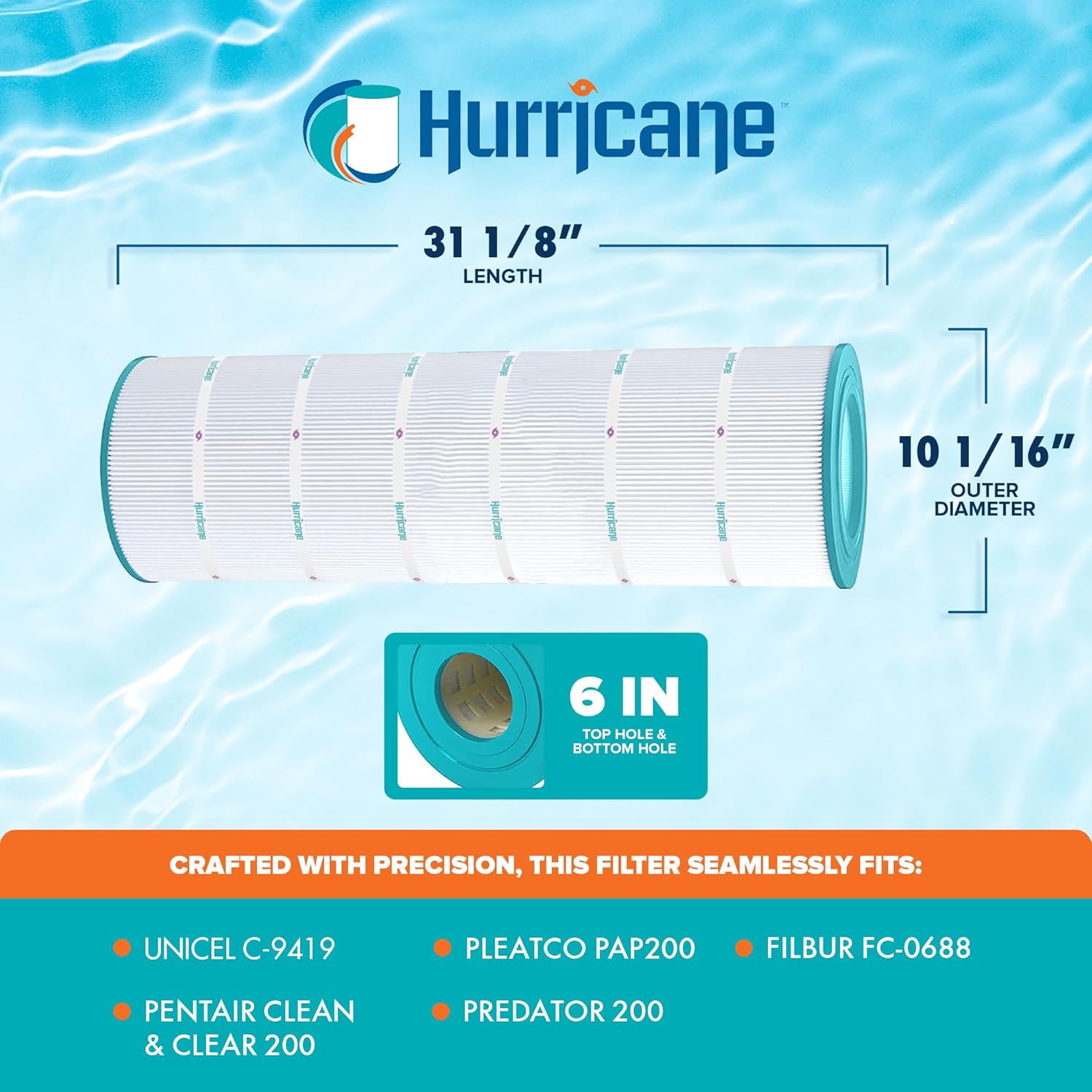 Hurricane Filters HF9419-01 Advanced Pool Filter Cartridge - Replacement for PAP200, Unicel C-9419, Filbur FC-0688, Pentair Clean & Clear 200, Predator 200