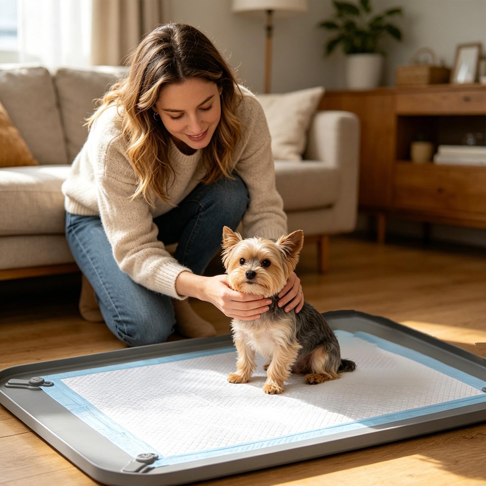 Bandeja sanitaria canina Borde alto de silicona antiderrame y | Soporte Para Empapadores De Mascotas para Hogar Apartamento Dormitorio Salón Suelo Manta