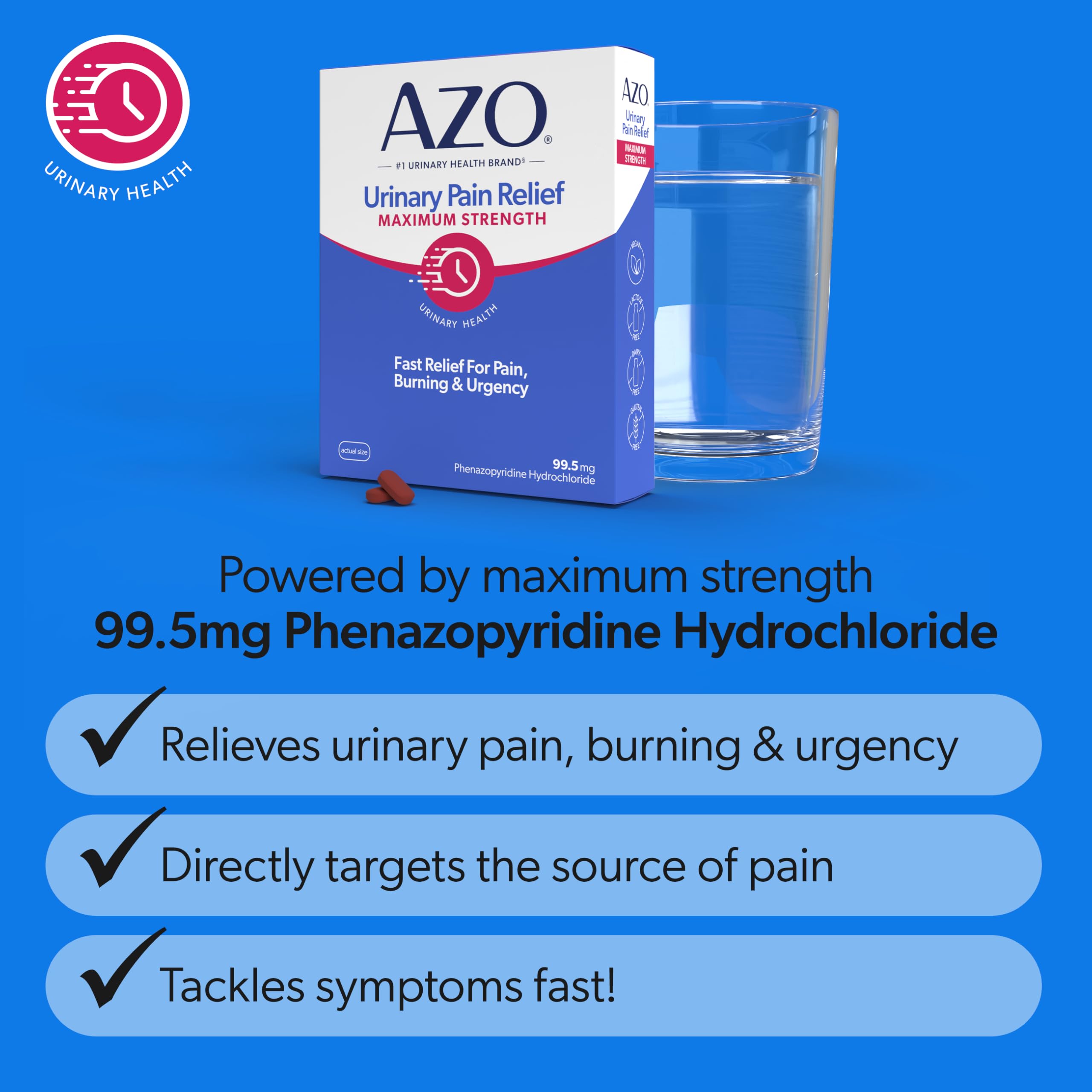 AZO Urinary Pain Relief Maximum Strength, Fast Relief of UTI Pain, 48 Ct — Amazon image 3