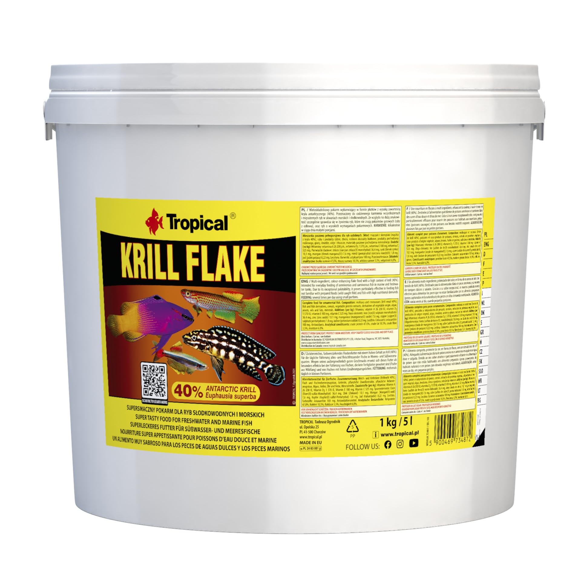 Tropical Specjalistyczny wybarwiający pokarm dla ryb KRILL FLAKE 5L / 1kg