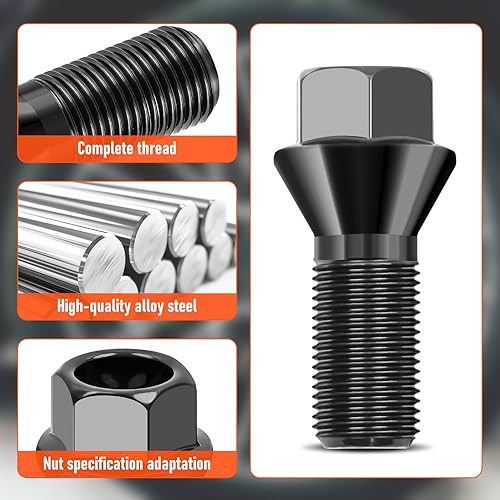 Miniatura 4 de WayJun 4 tuercas de rueda M12 x 1.5 compatibles con modelos seleccionados de BMW E46 325 E90 E39 E60 E53 36136781150