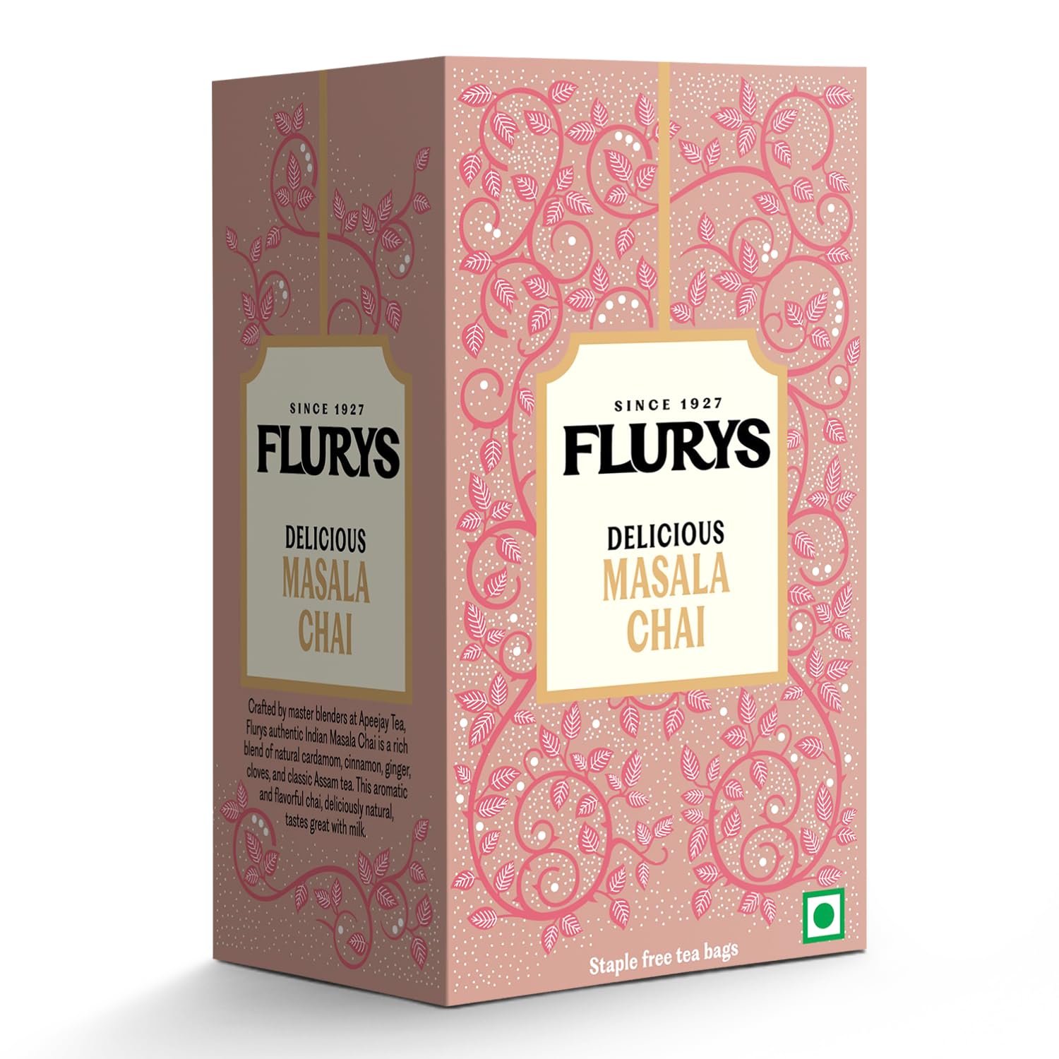 Flurys Delicious Masala Tea Bags Enriched With Cardamom, Nutmeg, Clove & Cinnamon, 50 Grams, 25 Tea Bags
