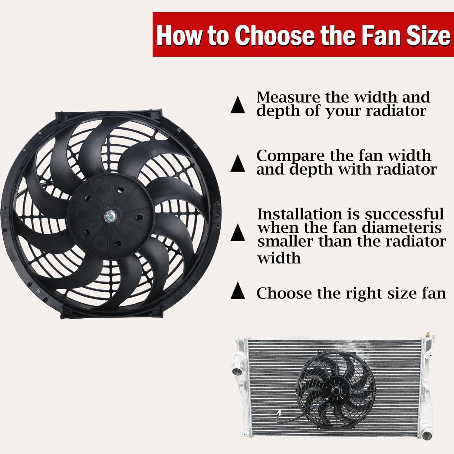 12 inch Electric Radiator Cooling Fans with CFM Thermostat Wiring Switch Relay Kit Black