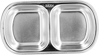 Stainless Steel Divided Plate - Kids Camping Plates with Compartments, Anti-Slip, Rust-Proof, Family Hiking Dinnerware