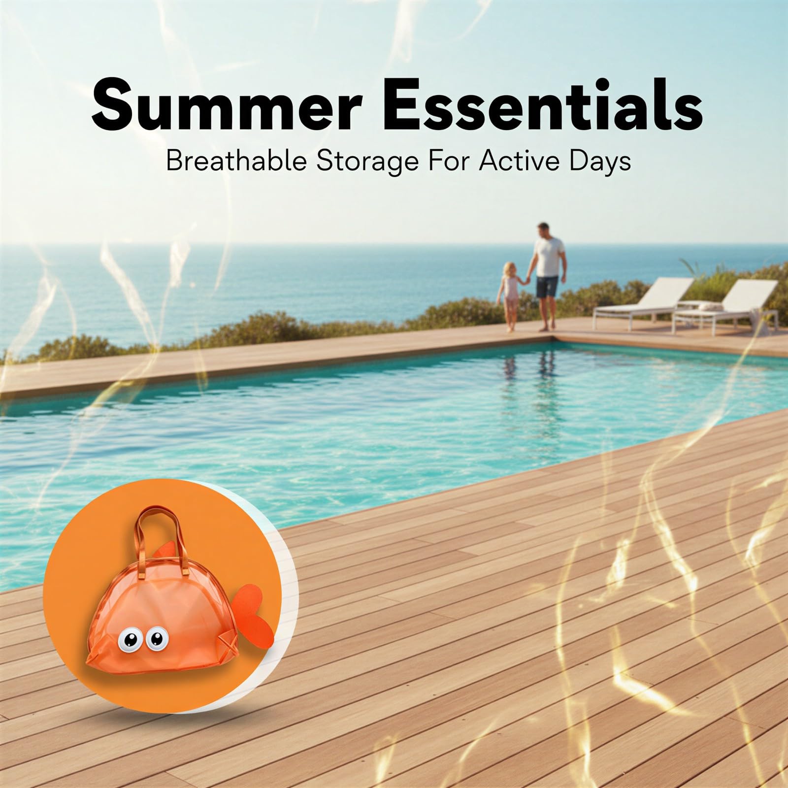 Lot de 2 Sacs de Plage en Forme de Poisson, Grande capacité 46 x 40 x 12 cm, Sac de Rangement en Filet avec Queue pour Jouets de Sable, Natation, Piscine, Vacances au Bord de mer