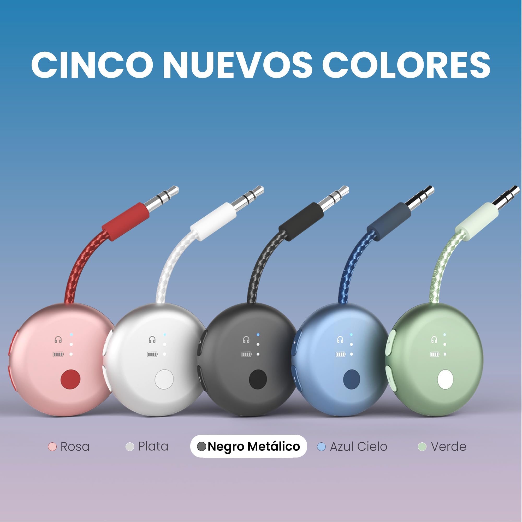Avantree SoundJet R1 – Adaptador Bluetooth Avión para Auriculares & AirPods, aptX Adaptive, Qualcomm Chipset, 20h de reproducción, Transmisor de Audio Inalámbrico para Viajes - Negro Metálico