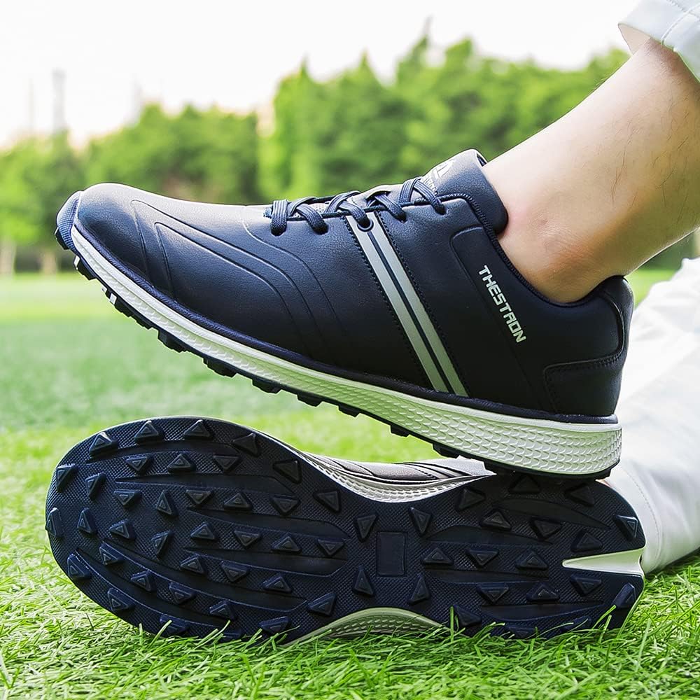 OVZEXAO] ルフシューズ メンズ スパイクレス シューズ golfシューズ 撥水加工 防滑ソール 軽量 幅広 練習シューズ 男性 ゴルフシューズ  スパイクレス おしゃれ ゴルフ シューズ 防水 防滑ソール 軽量 メンズゴルフシューズ スポーツシューズ ゴルフ靴 メンズ 大人ゴルフ ... [OVZEXAO] ゴルフシューズ 防水 スパイクレスシューズ メンズ スパイクレス ウォーキング シューズ PUレザー メンズ ゴ