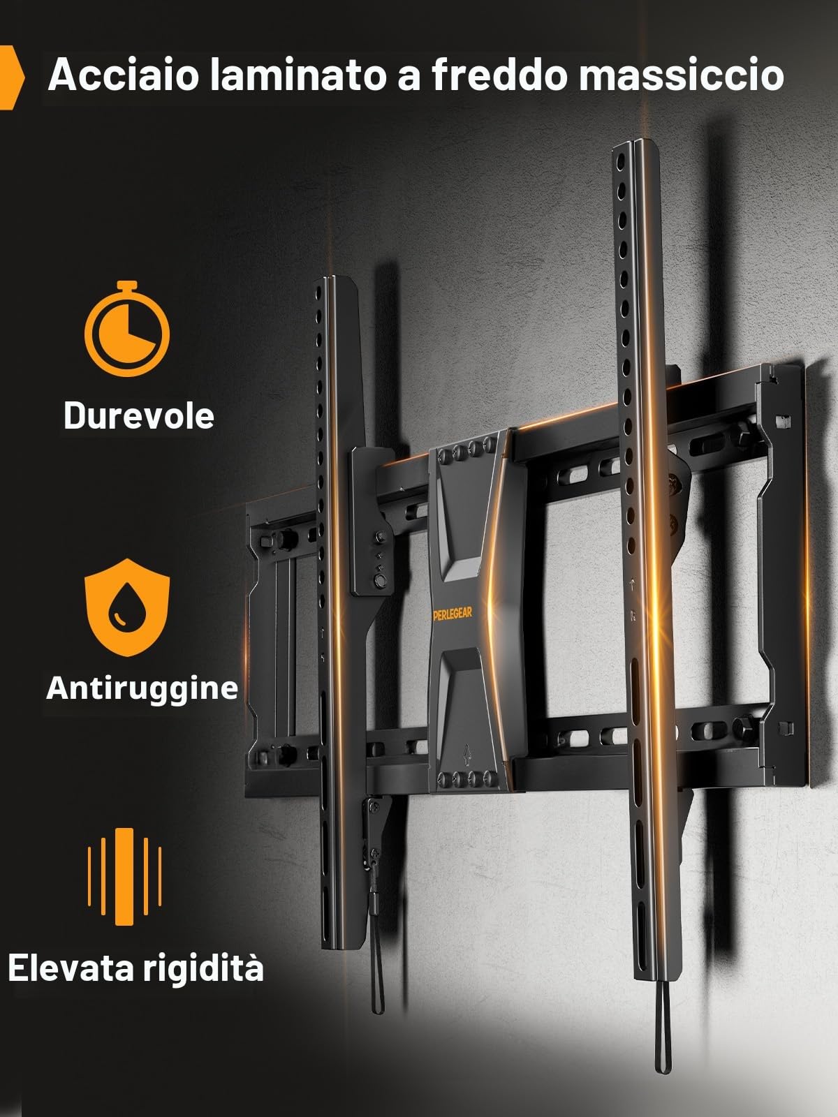 Perlegear Supporto TV Parete 37-82 Pollici, Staffa TV Inclinabile 60 kg, VESA 600x400 mm