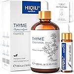 HIQILI 3.38 Fl Oz Thyme Essential Oil, 100% Pure Undiluted for Hair, Skin, Diffuser, Aromatherapy, Includes 10ML Travel Bottle - 100ML
