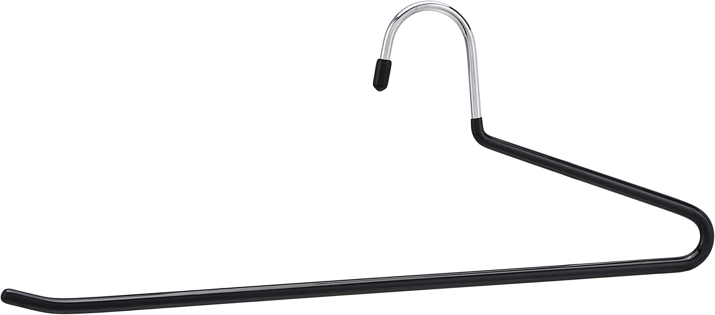 Non-Slip Trouser/Slack Hangers, Pants Closet Organizer with Easy Slide Design, Metal with Rubber Coating, Black/Silver, 30-Pack