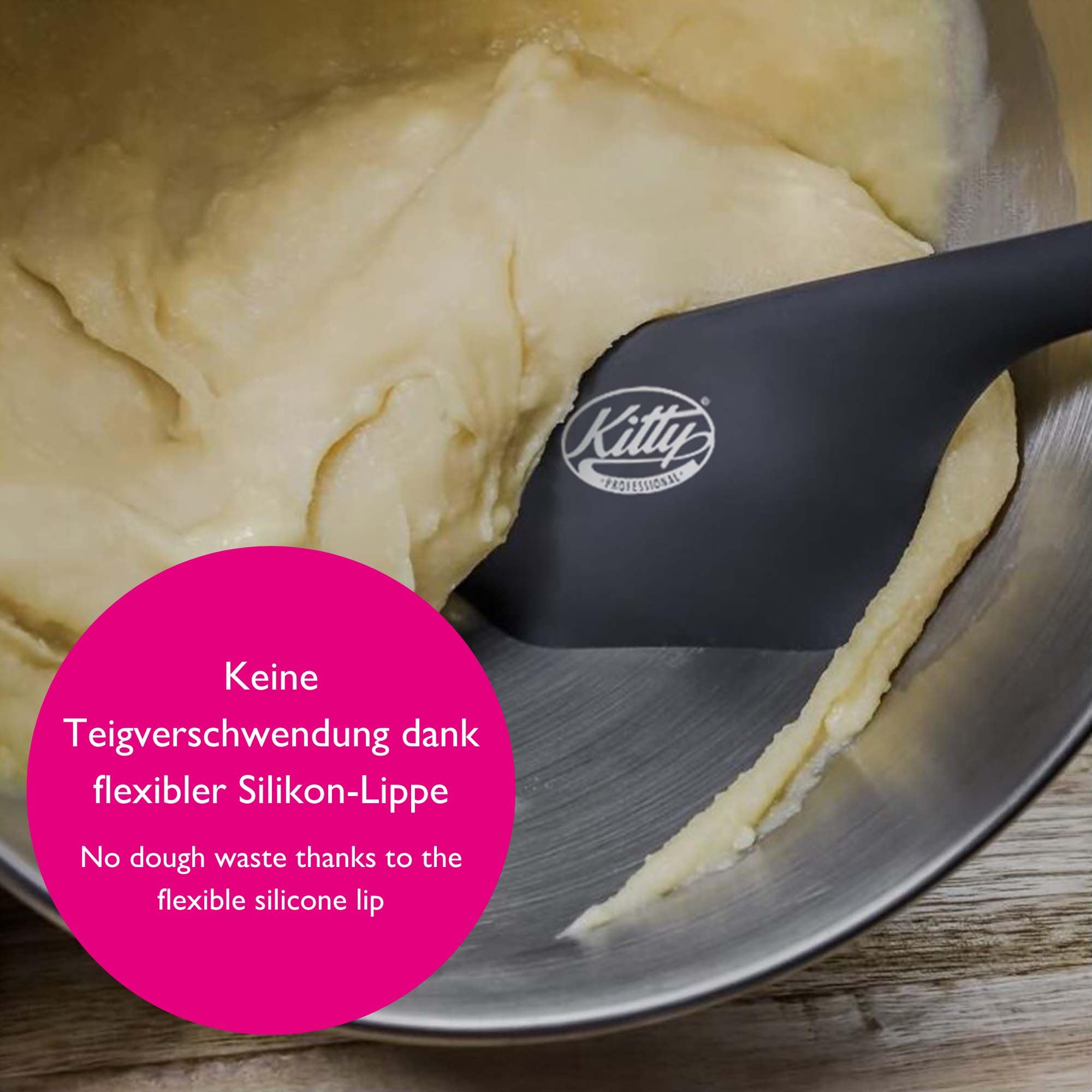Kitty Professional 2-in-1 Heat-Resistant Dough Scraper Spatula with Stainless Steel core & BPA Free Silicone - Image 3