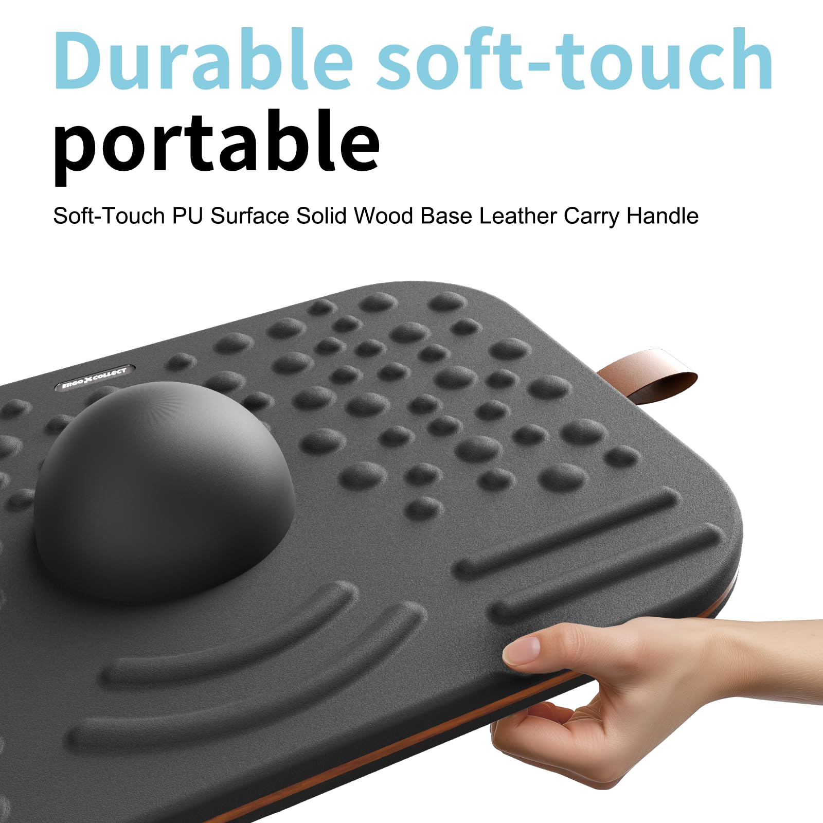 Balance Board,360-Grad Wackelbalance-Board für Erwachsene-2-in-1 Doppelseitige Anti-Ermüdungsmatte & Stabilitätstrainer für Stehschreibtisch,Heimfitness oder Büro-Premium-Kunstleder & Massivholz