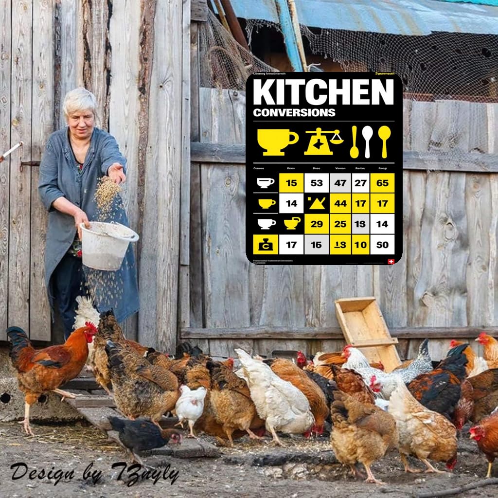 Kitchen Conversion Chart Rustic Tin Sign, 8x12 Inch
