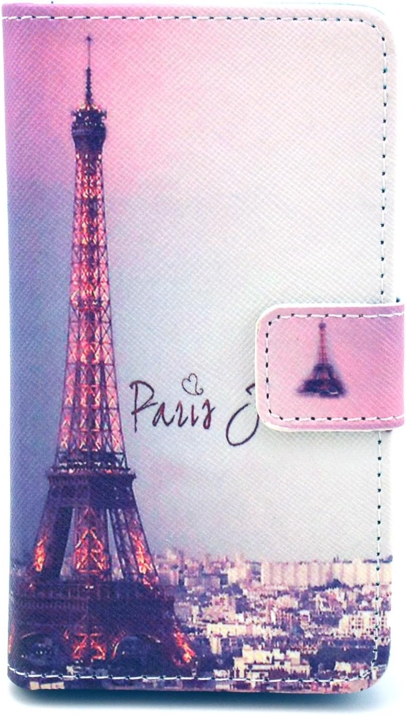Lumia 520 Case, Nokia Lumia 520 Case, Speedtek Eiffel Tower Pattern Premium PU Leather Wallet Flip Protective Skin Case with Magnetic Closure for Nokia Lumia 520 (2013) (Built-in Credit Card/ID Card Slot)