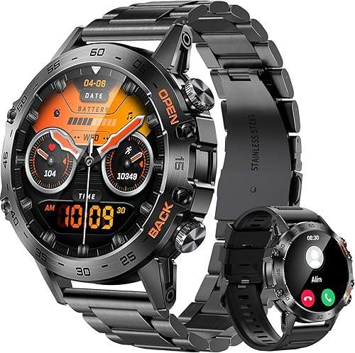 Relojes inteligentes militares para hombres (respuesta/hacer llamada), reloj inteligente táctico para Android iOS, batería de 400 mAh/seguimiento