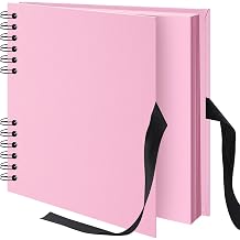 8x8 inch Scrapbook Photo Album DIY Picture Book 40 Pages, Thick Kraft Paper Scrap Book Album with Silk Ribbon Wedding Guest Book Memory Book for Baby, Family, Travel Pink