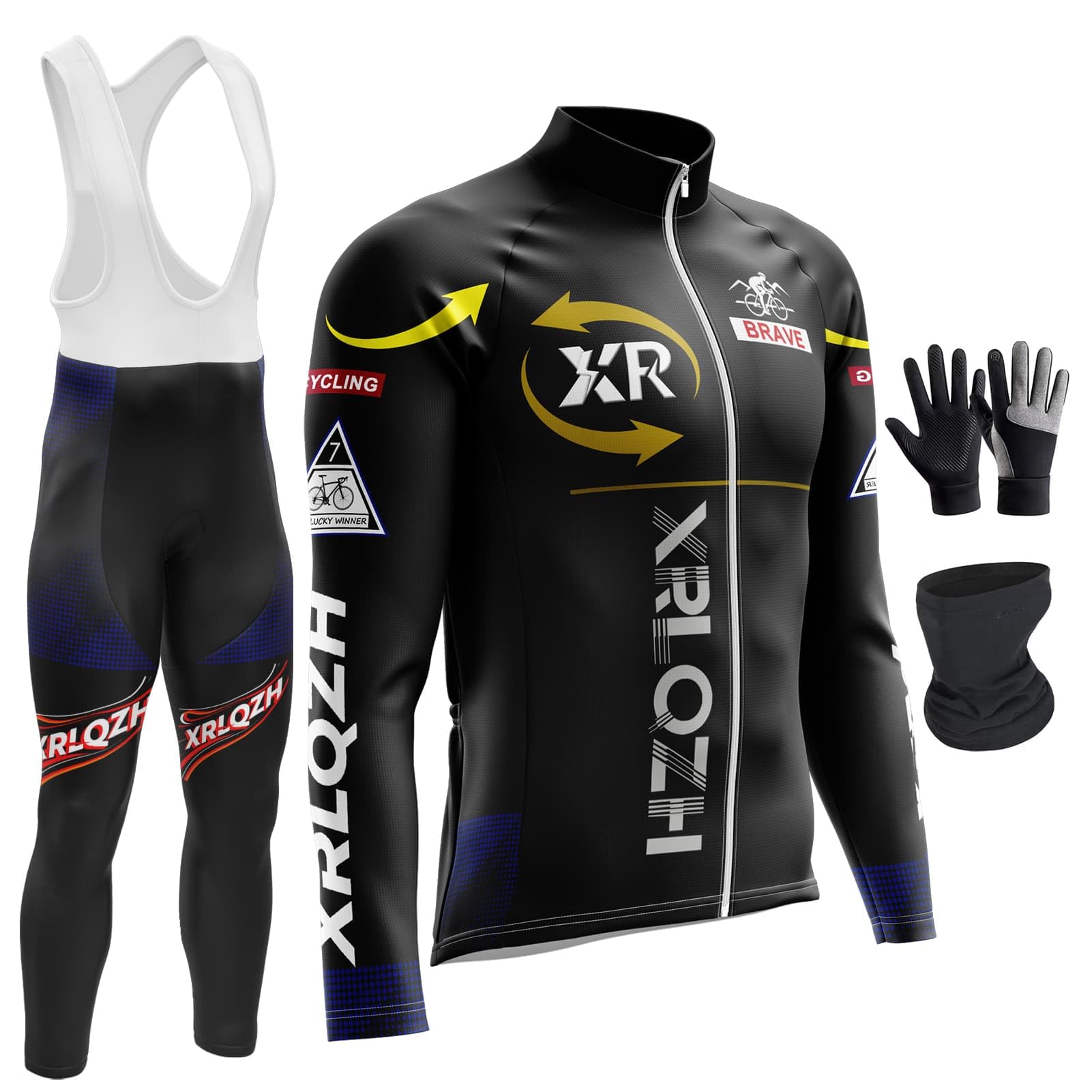 Abbigliamento Completo Ciclismo Uomo Tuta Bici da Corsa Invernale Maglia, Antivento e Caldo, MTB Bici, Manica Lunga Completo Strada MTB Bici,con 9D Imbottiti Gel