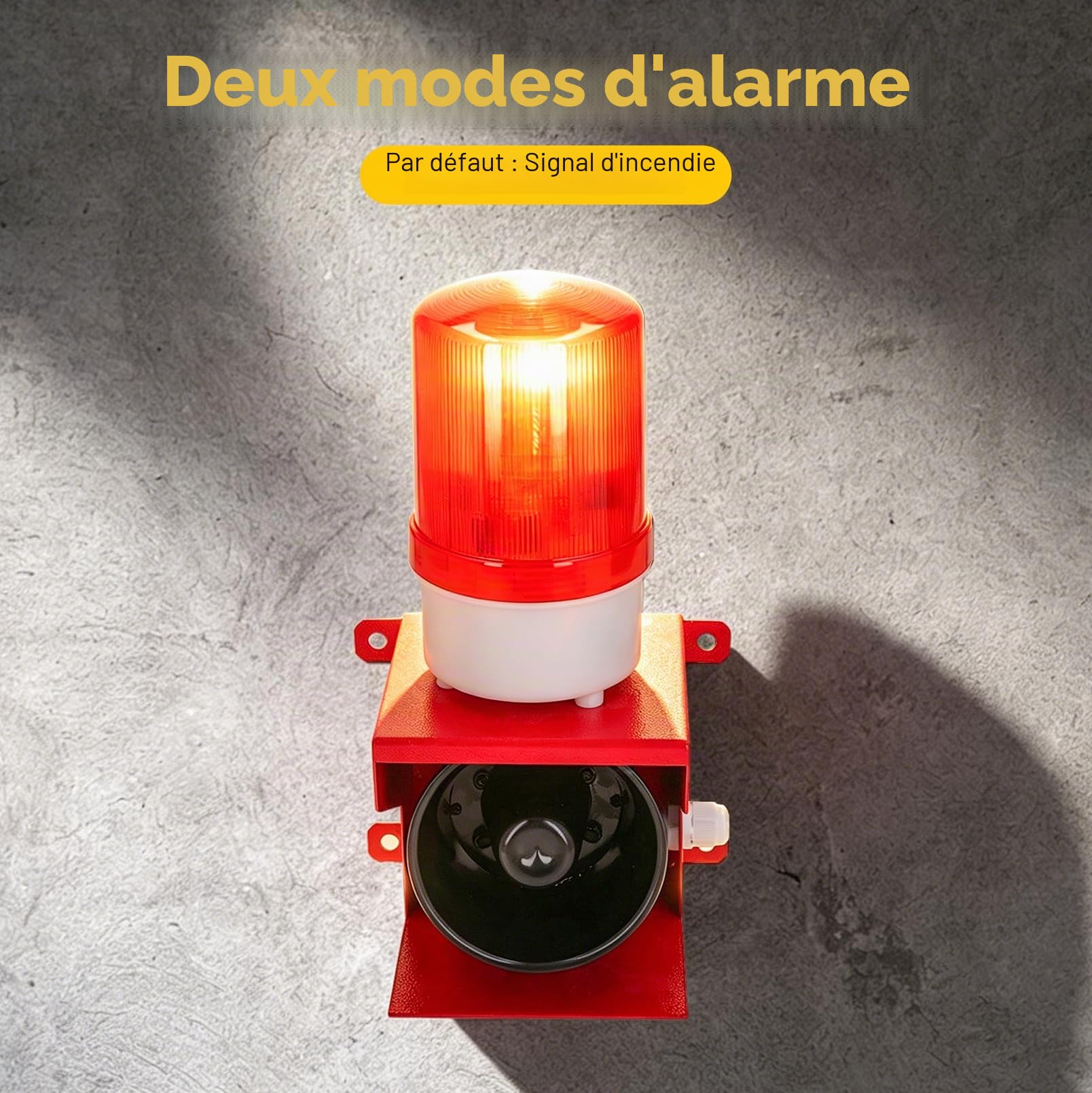 Sirène Industrielle 115 DB avec Flash LED | Volume Réglable, IP65 Étanche, Alarme Sonore et Lumineuse AC 220V, Avertisseur de Sécurité, Lumière d’Alerte LED, Prise UE