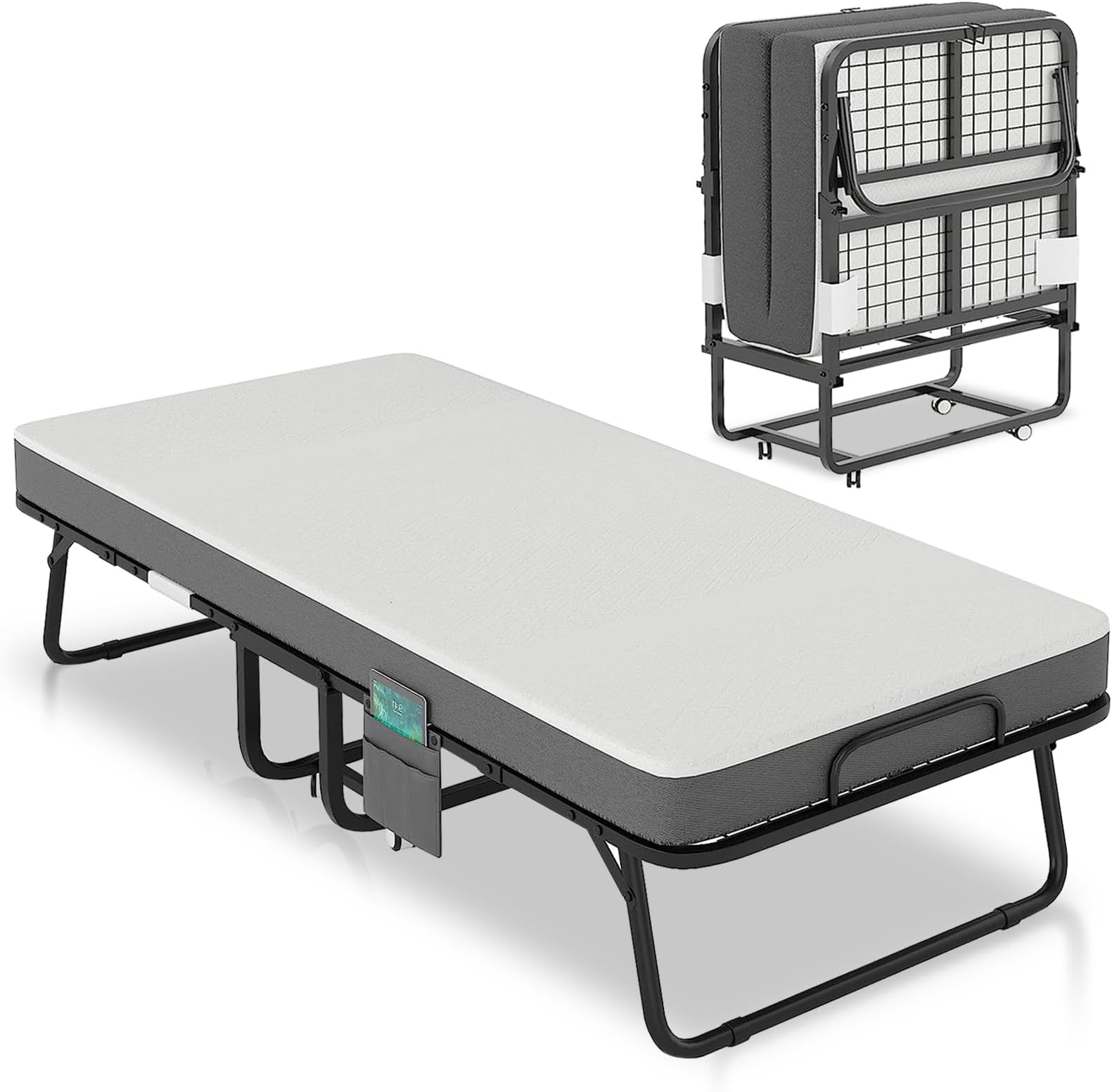 Portable Folding Bed with Memory Foam Mattress, 75” x 31” Rollaway Bed with Metal Frame, Large Foldable Beds for Adults,Rollaway Beds for Home and Office (style2)