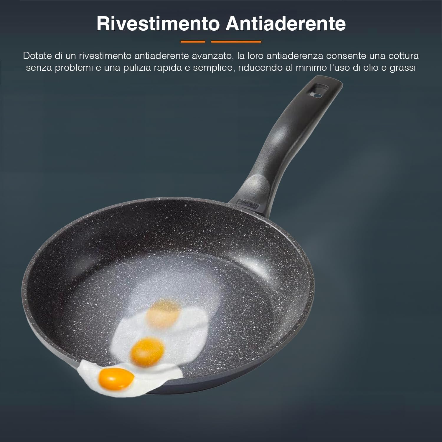 Avilia Set 18 Pezzi di Pentole Antiaderenti in Alluminio Forgiato con Rivestimenti in Ruvido Marmo - Adatti ad Ogni Piano Cottura, incluso Induzione - Batteria di Pentole 18pz con Manici in Bachelite
