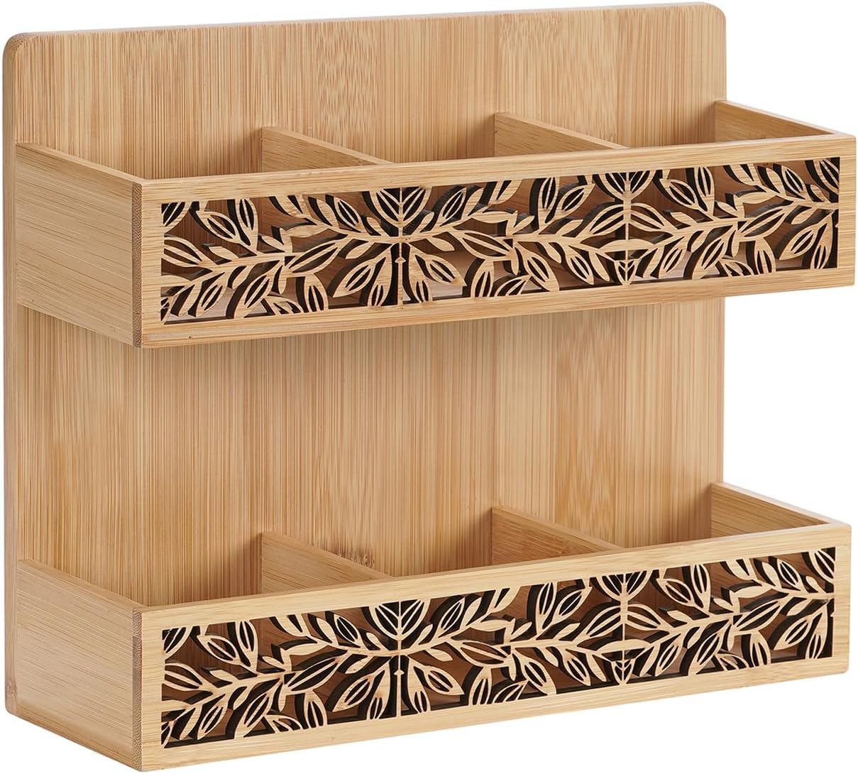 Teebox Teebeutel Organizer,Teekiste Exquisite durchbrochenes mit 6 Fächern Teehalter,Vertikaler und Wandmontage Teeaufbewahrung - Teebeutelbox für Teebeutel Zucker Kaffeekapsel
