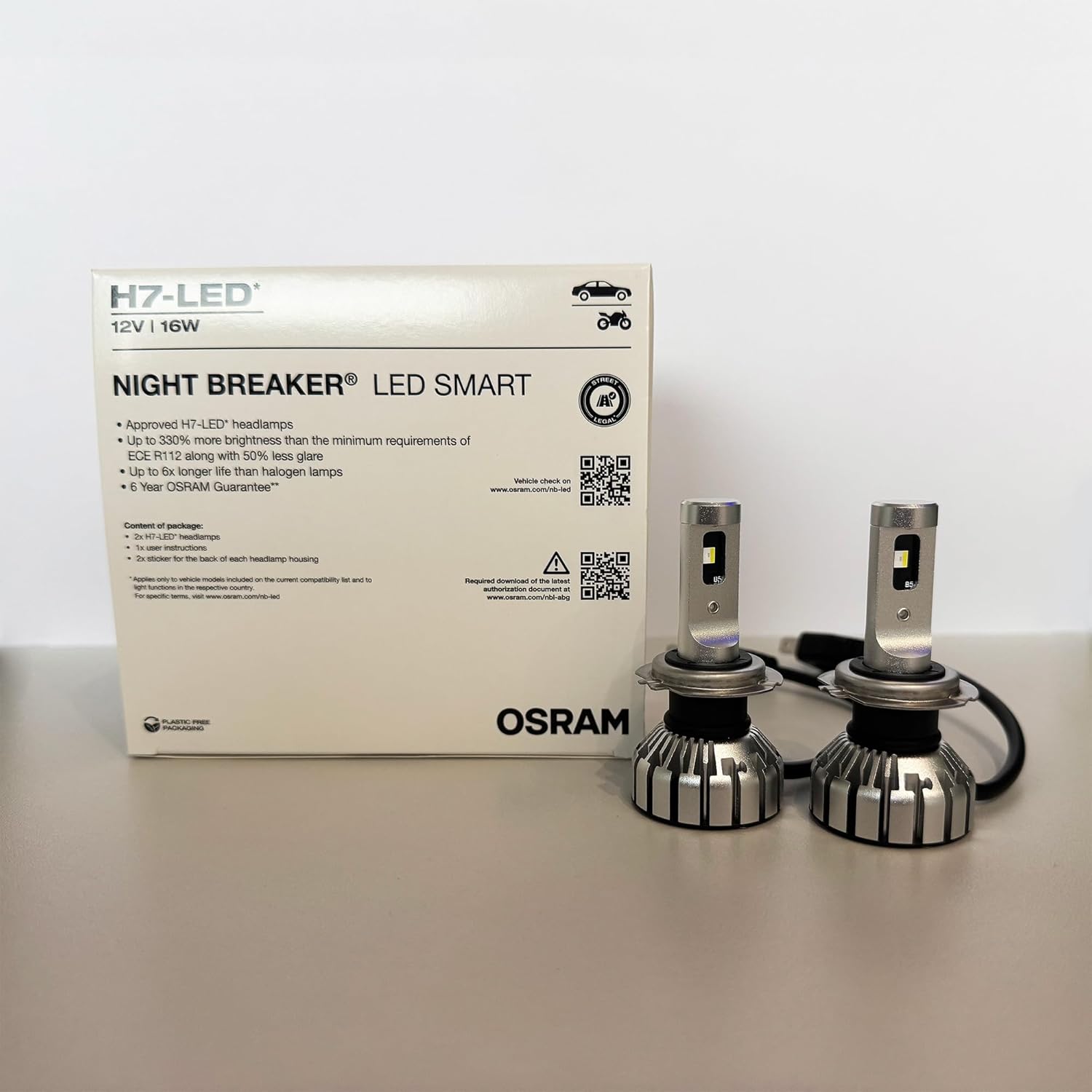 Osram H7 NIGHT BREAKER LED SMART +330% StVZO-Konforme Werkstatt Profi-Set 2St