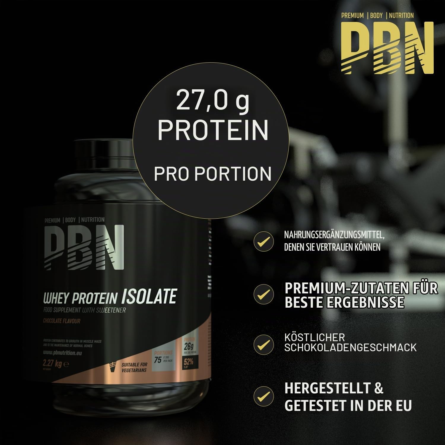 PBN Whey Protein Isolat, Schokolade, 2.27kg