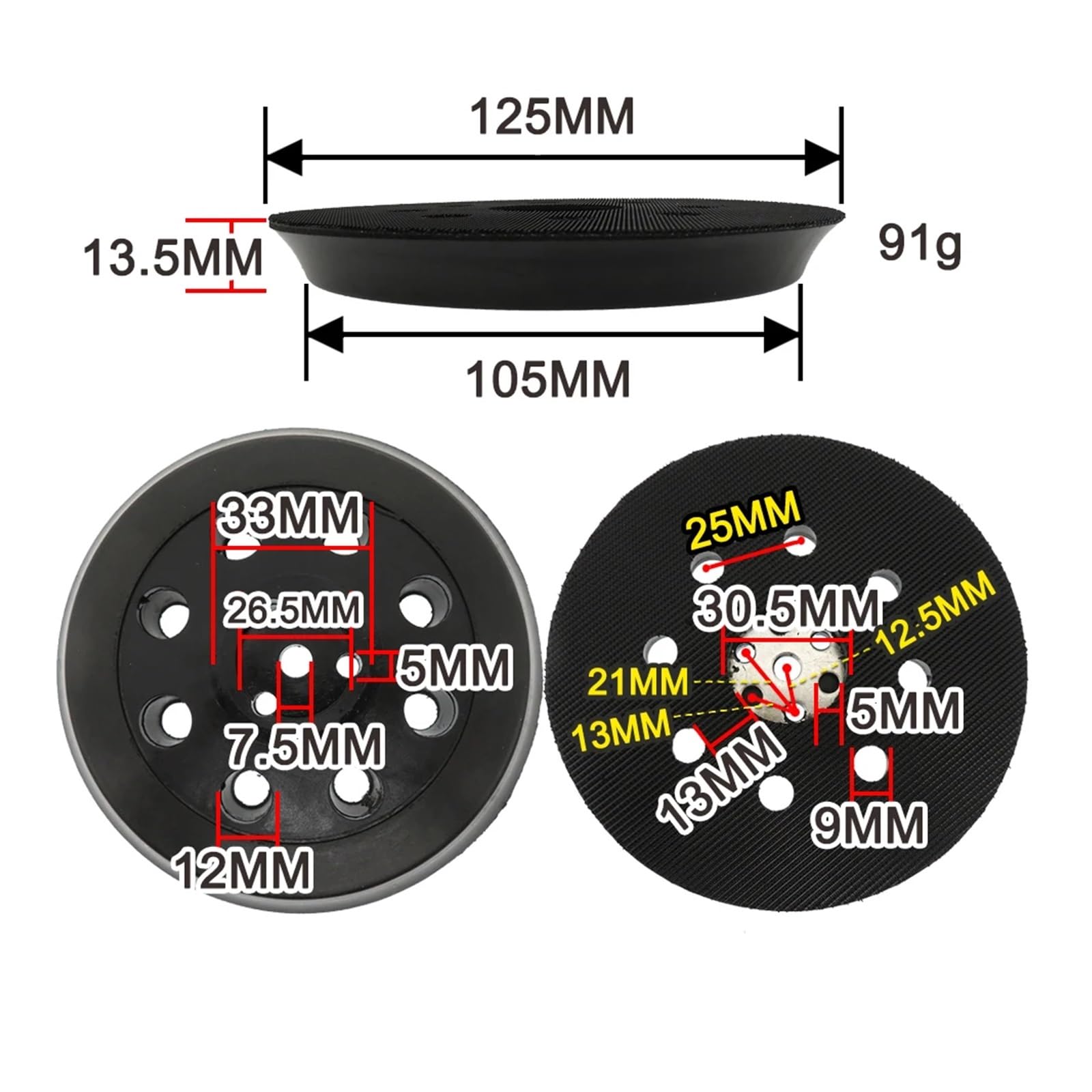 1 szt. 5 cali 9 otworów wymiana haczyka i pętli szlifierka płyta tylna podkładka szlifierska 125MM do RS032 i RS031 elektronarzędzia ścierne Lucky