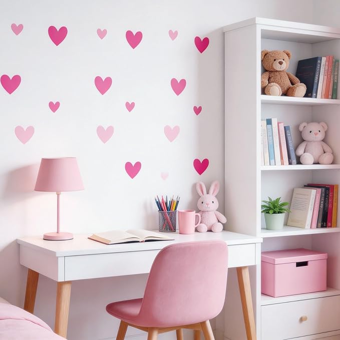 AOWDIAO 170 adhesivos de pared corazón rosa miniatura 8