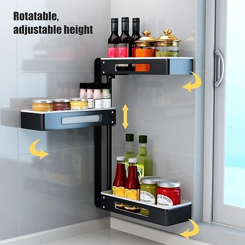 Miniatura 3 de Organizador de especias, 3 capas montado en la pared sin taladro, estante flotante giratorio de 220.5 lbs con soporte de carga de cocina, estante