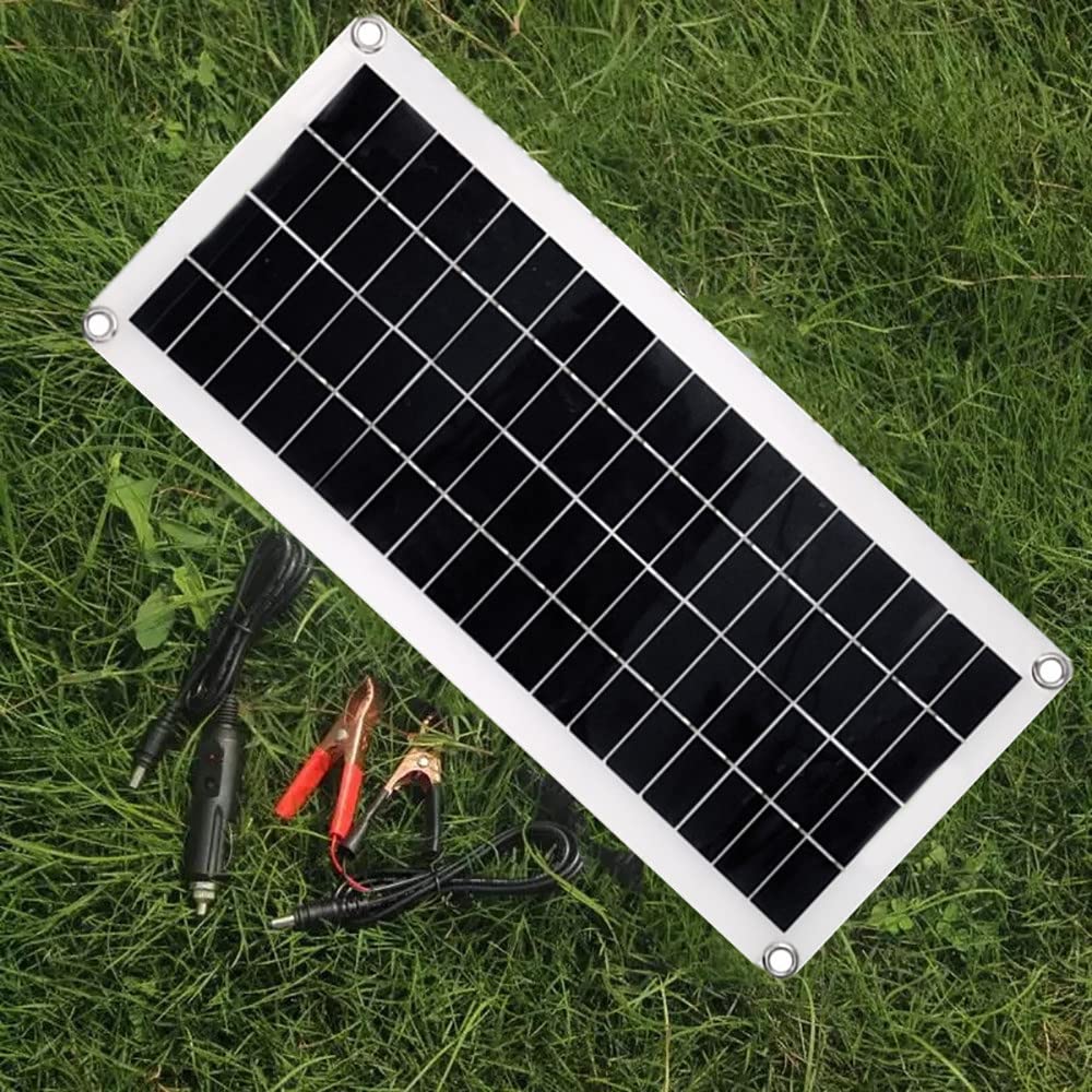 Pannello Solare Flessibile 30W + Regolatore 10A/20A/30A/40A/50A/60A + Accessori, Caricabatterie Solare Portatile 12V USB Policristallino Campeggio Viaggio Batteria Esterna 60Acontroller
