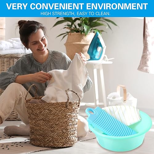 Miniatura 6 de MAOYE - Mini tabla de lavar de plástico para niños, camisas, lima de lavandería (verde)