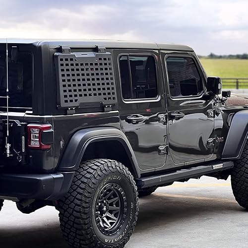 Miniatura 3 de FURYENGRAVER Kit de flanco de panel Molle de almacenamiento de ventana trasera, decoración protectora de ventana trasera para Jeep Wrangler