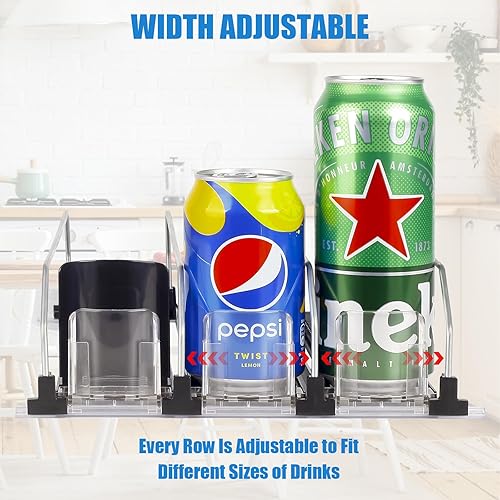 Miniatura 4 de Organizador de bebidas para refrigerador, dispensador de latas de soda autoempujable con diseño de rodillo mejorado para refrigerador, dispensador