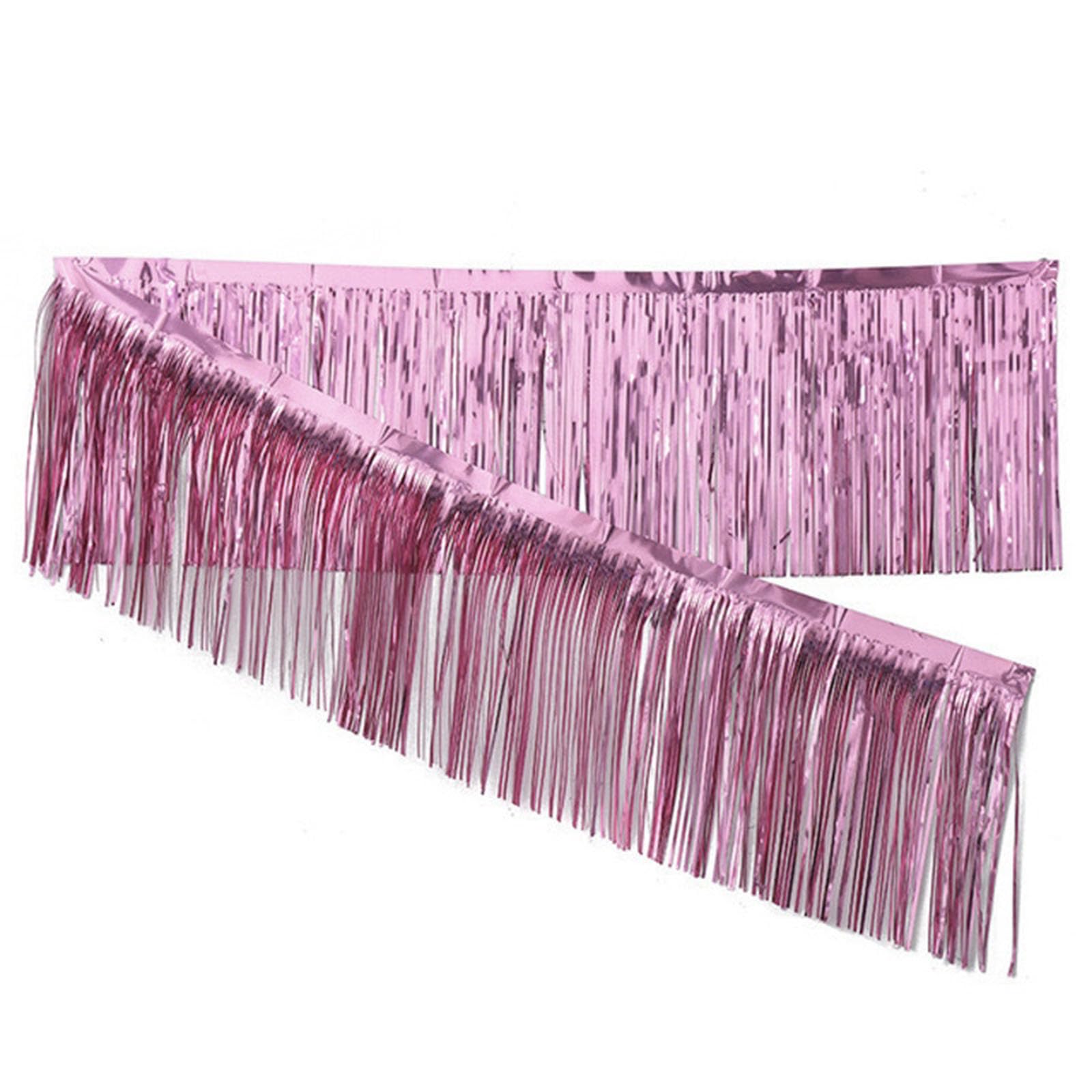 Foil Fringe Tinsel Backdrop Glitter, 2m * 30cm Metallic Foil Garland Glitter Fringe Banner for Car Parade Floats Wedding Birthday Parties (Purple)
