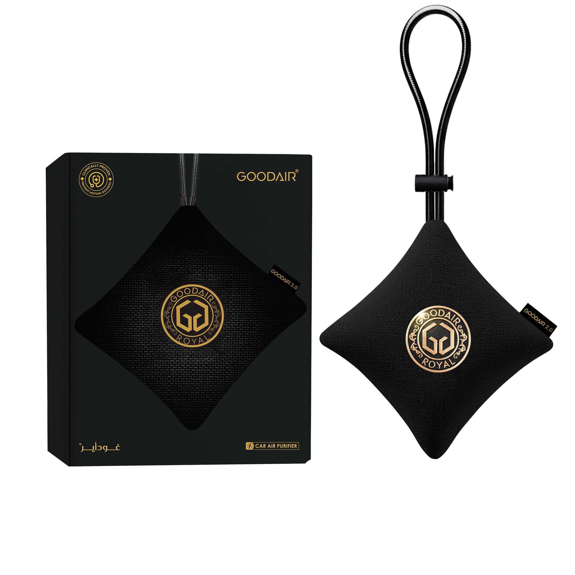 GOODAIR 2.0 Premium Non-electric Car Air Purifier | Super Black | Tested & Certified to Absorb Toxic Gases | Advanced Impregnated Activated Carbon | 24/7 Air Purification