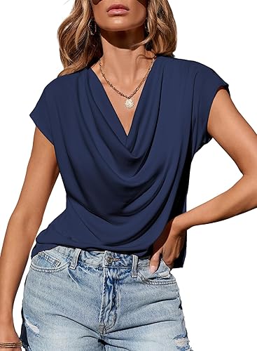 EVALESS Fashion 2026 Cowl Neck Tops for Women Dressy Casual