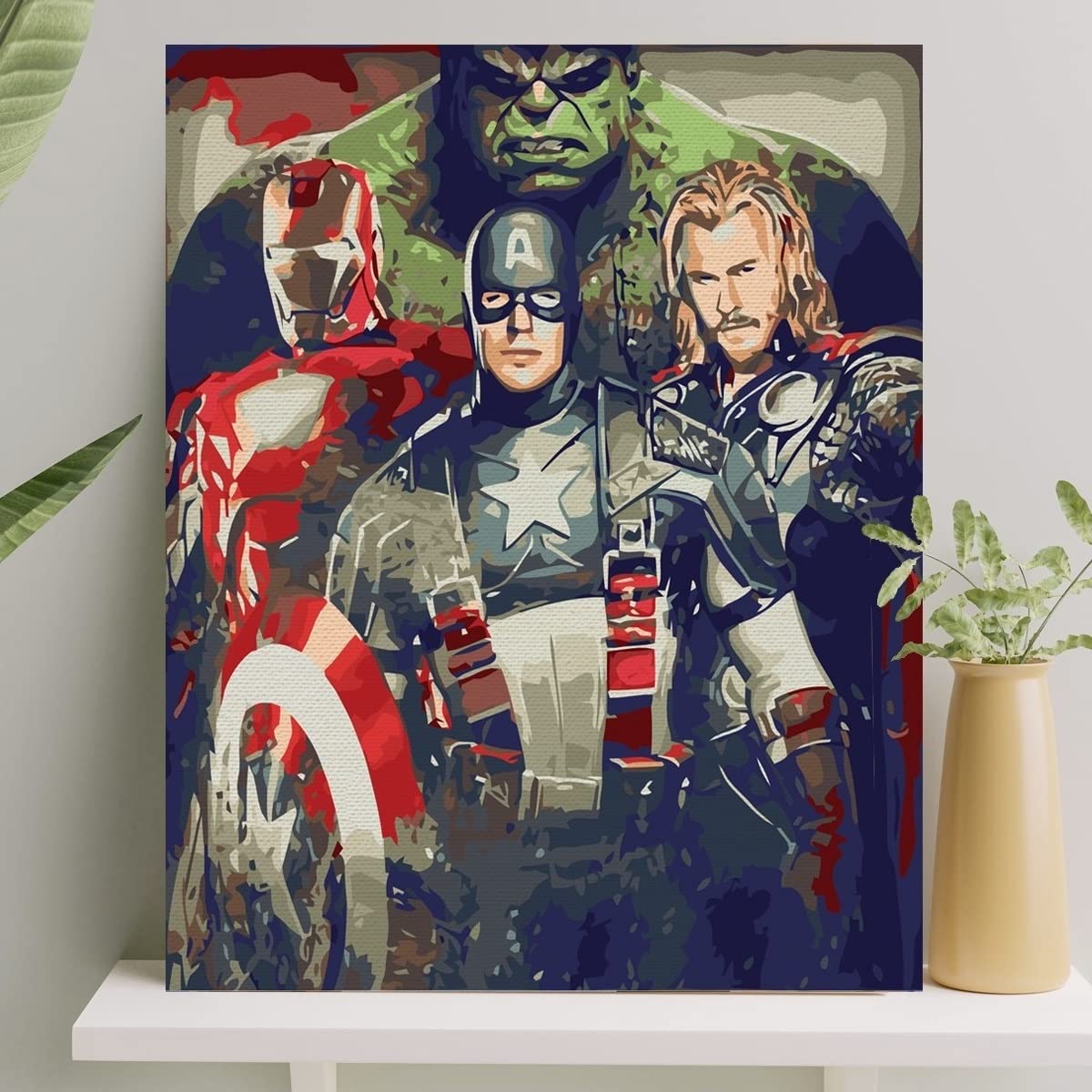 Palmiye Hobi Sanat Sayılarla Boyama Tuval Seti Fırça Boya Dahil (Çıtalı) 40x50 CM - Avengers