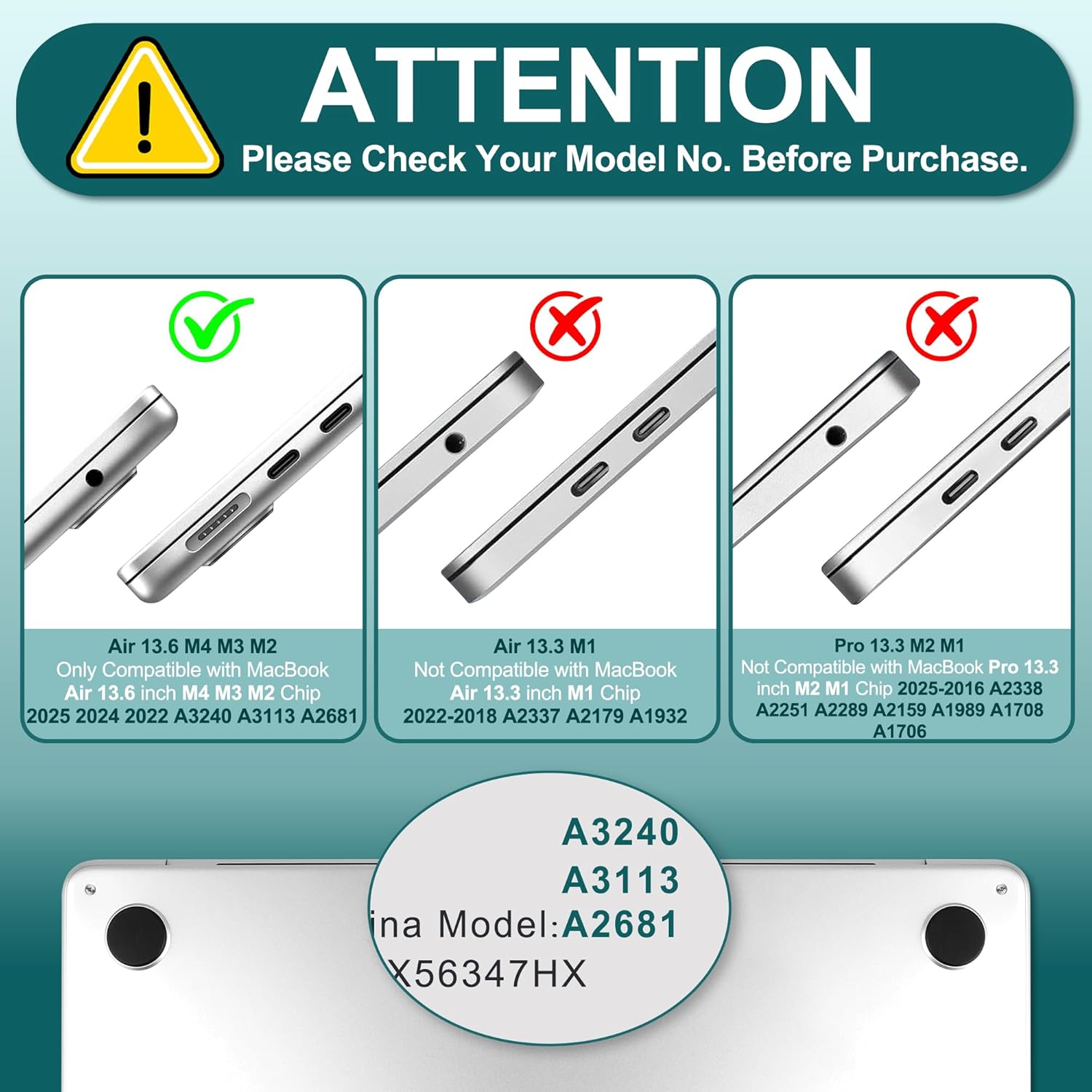 for MacBook Air 13(13.6) inch Case 2025 2024-2022 M4 M3 M2 A3240 A3113 A2681 Shockproof & Scratch-Resistant Hard Shell + Keyboard Cover + Trackpad Protector + Type C, Victorian Watercolor - Image 3