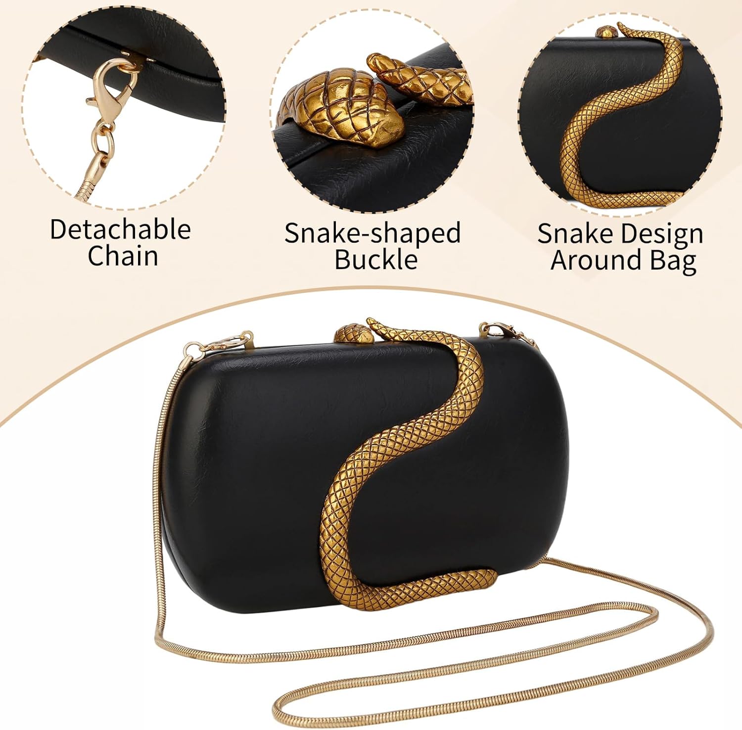 YYW PU Leather Purses for Women Evening Clutch Bag with Chain Women Handbags Evening Bag for Wedding Party Prom - Image 7