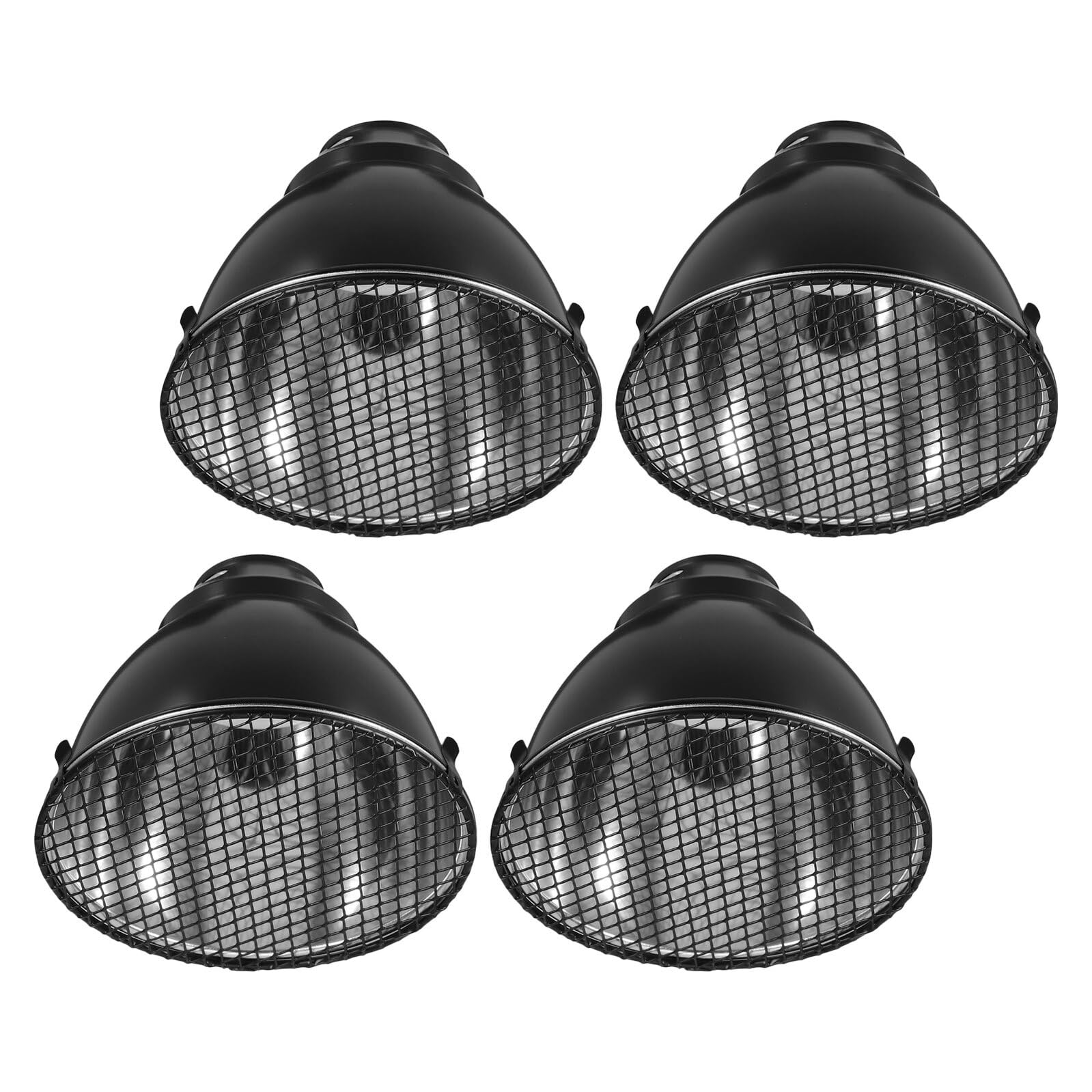 Coperchio Riflettore per Lampada Riscaldante Rettili Nero Alluminio 2 Set