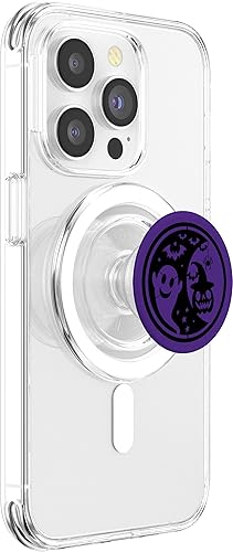 Miniatura 9 de Purple Halloween - PopSockets PopGrip estándar con diseño de fantasma y calabaza espeluznante