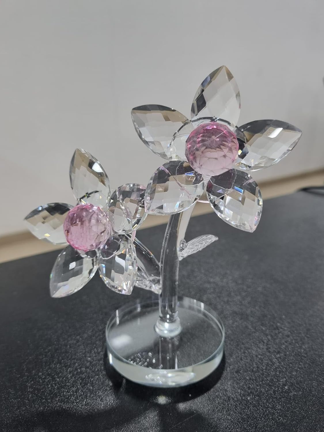 MORADIYA Fresh Statues Crystal Sparkle Flower Paperweight Tabletop| Elegant Décor for Home, Office and Shops Transparent by Home Attraction Decoration| Flower Glass Figurine Collectible Statue