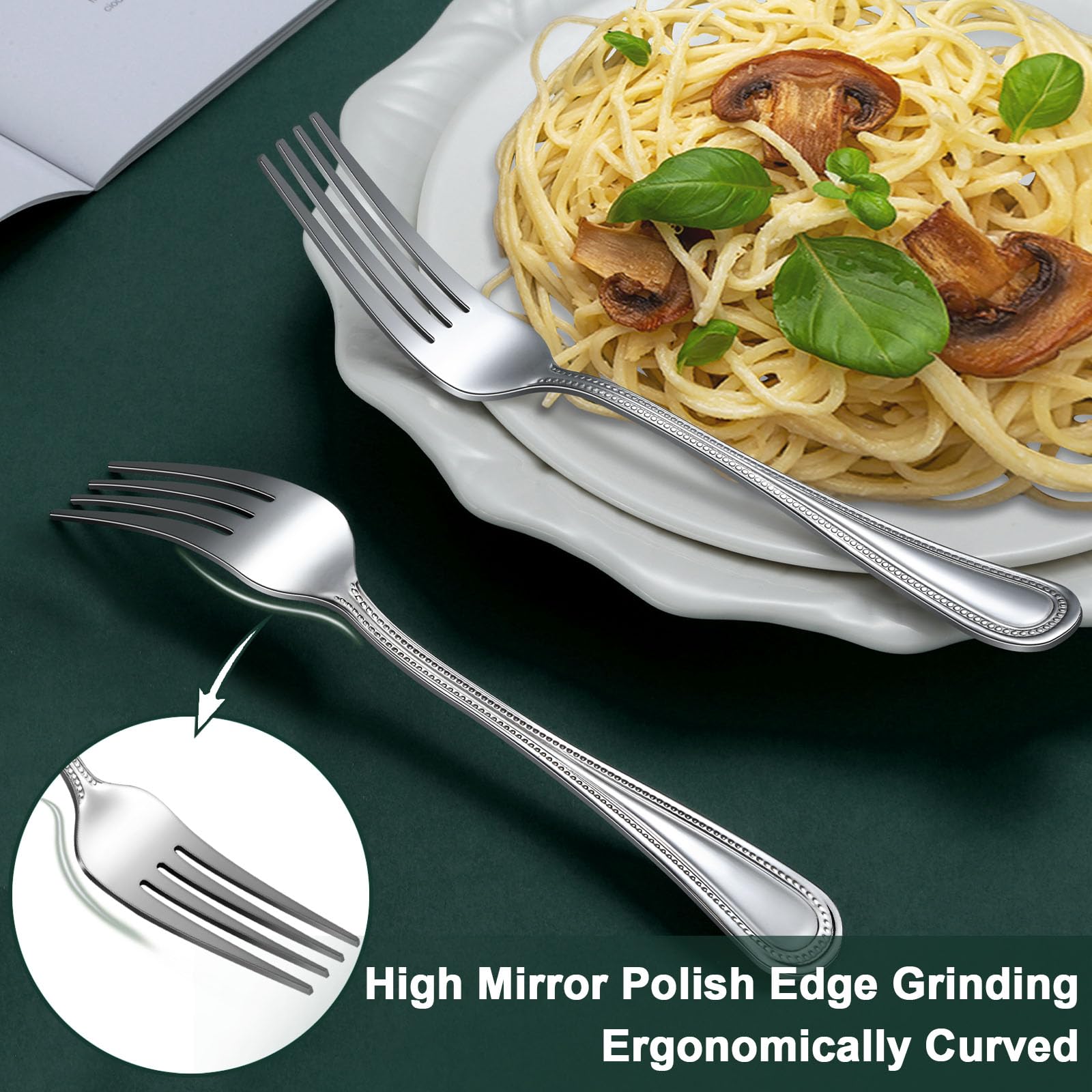 Set 24 Forchette Da Tavola In Acciaio Inox - Lucidate A Specchio, 20.7 Cm, Per Casa, Hotel E Ristorante - Foto 12