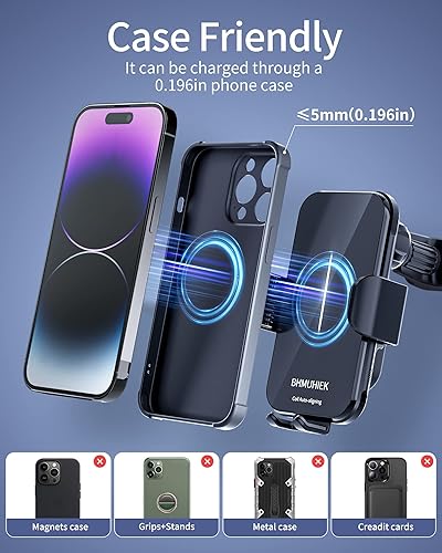 Miniatura 6 de Cargador de coche inalámbrico inteligente con sensor automático de alineación automática, soporte para teléfono de automóvil, carga rápida