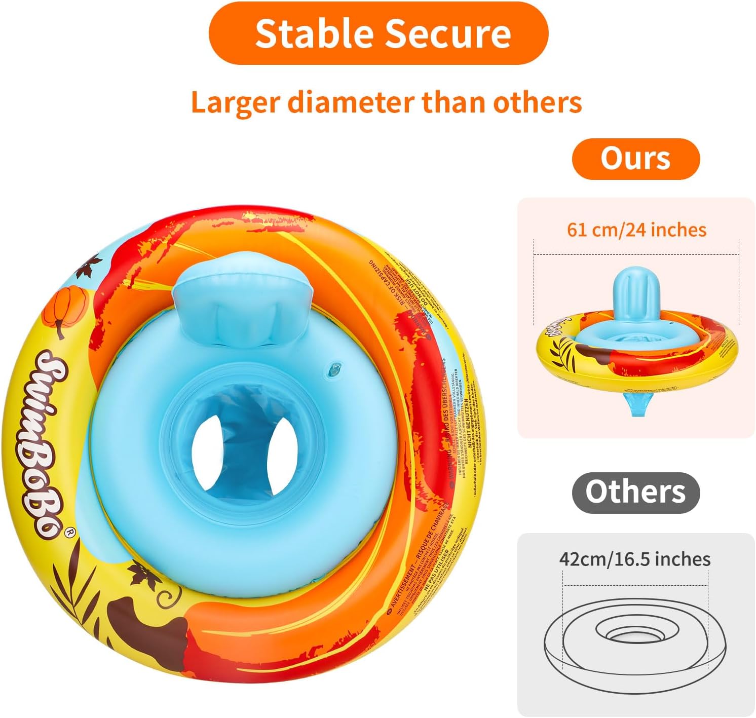 Inflatable Baby Swimming Float with Safety Seat Fun Swimming Pool Toys for Age 6-36 Months Toddler