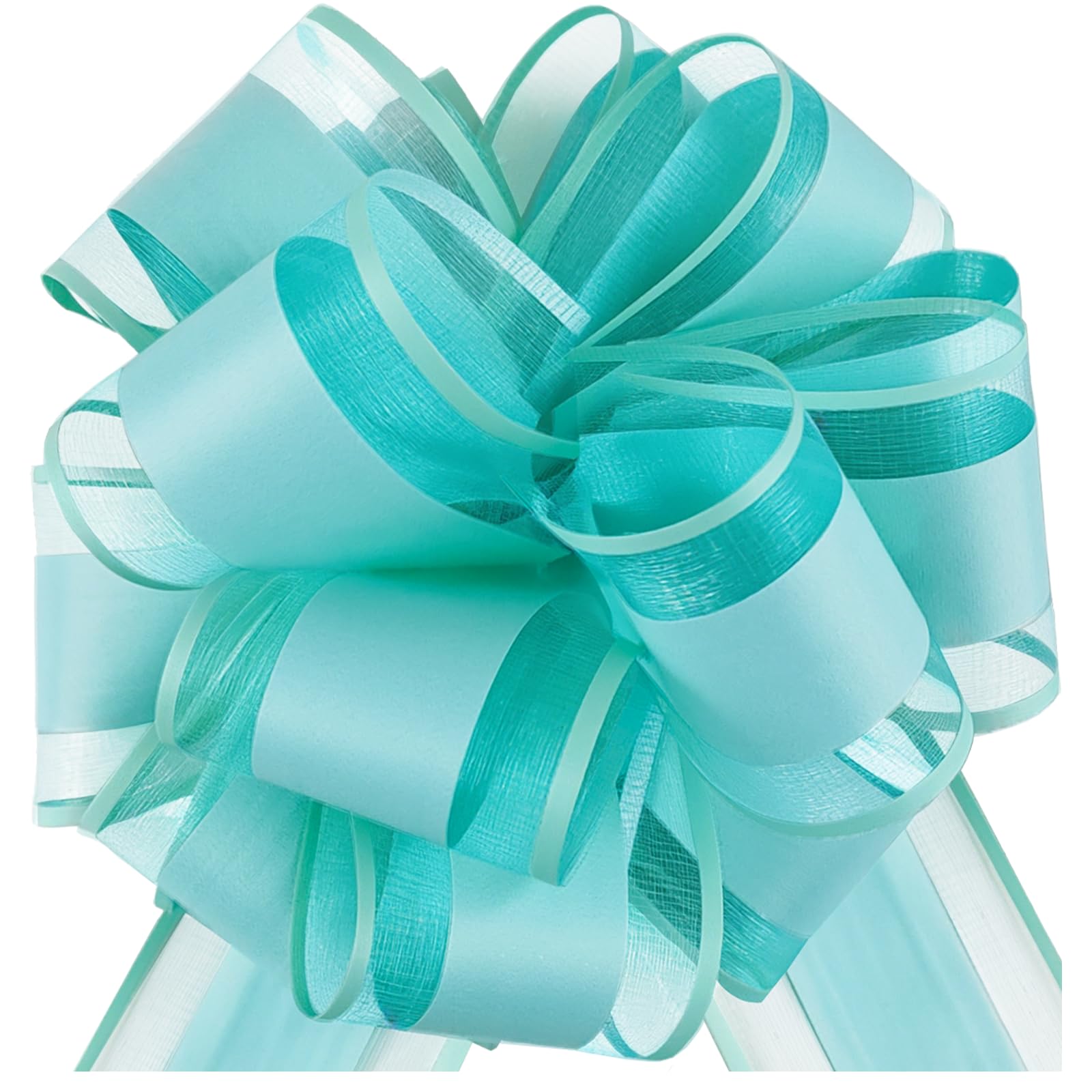 HHXUUAN Large Gift Wrap Macaron Tiffany Blue Pull Bows with Clear Instructions.6pcs 6 InchDurable Organza Ribbon Bow for Hampers, Baskets, Wedding, Birthday & Present Decorations