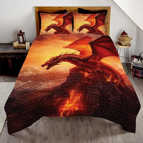 Edredón de dragón individual para niños, adolescentes y adultos, edredón de dragón tamaño California King, edredón de dragón individual, ligero,