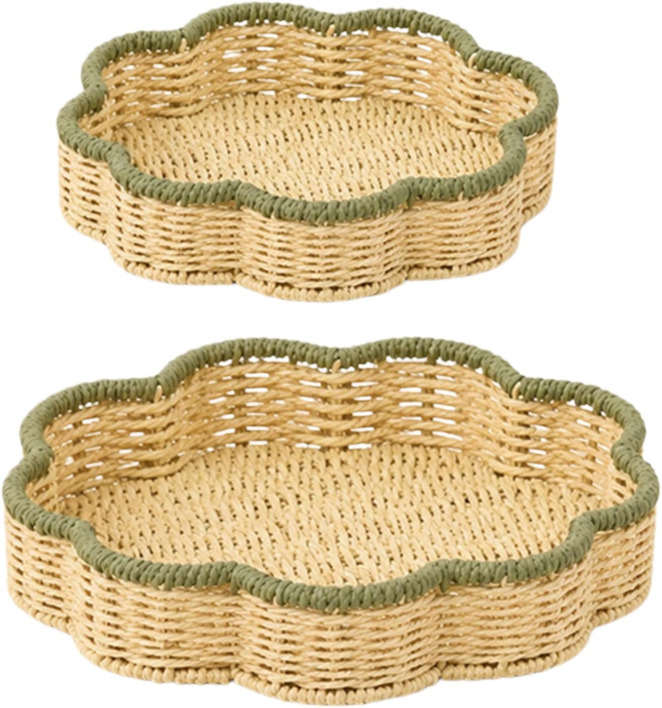 User Friendly Paper Fiber Rope Storage Bins 2 Pieces Decorative Household Organizers Multipurpose Storage Tray Interlaced Treat Tray
